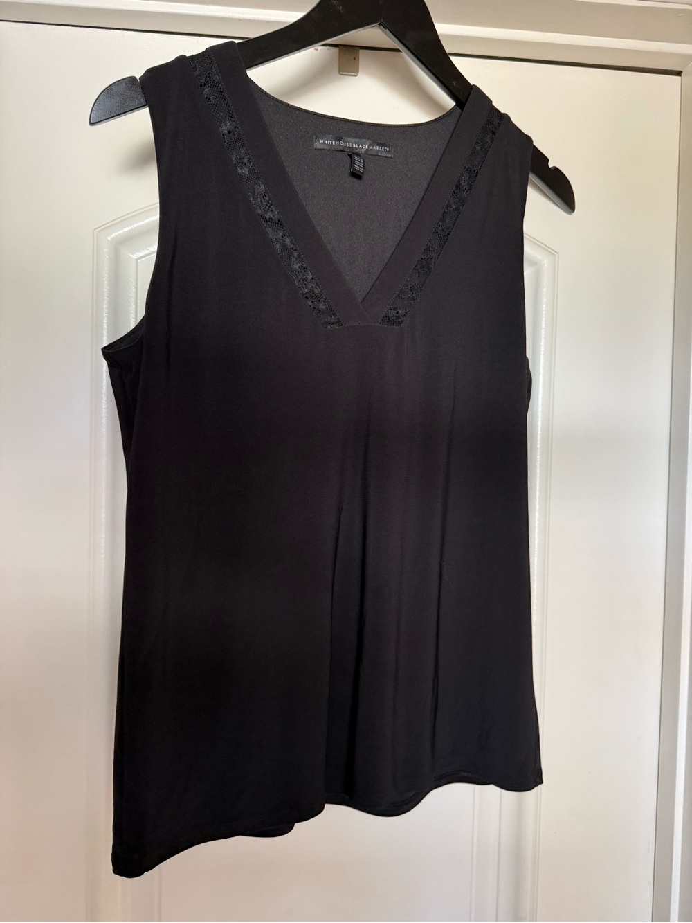 White House Black Market Black V-Neck Lace-Trim Sleeveless Camisole